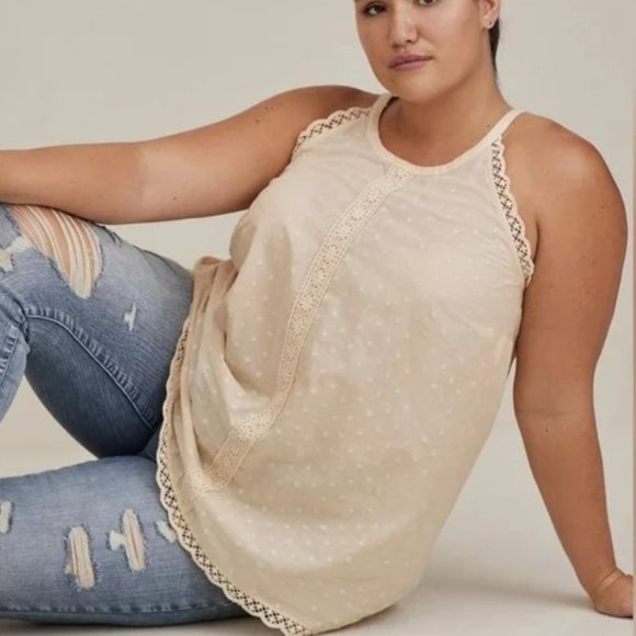torrid Tops - Torrid Goddess High Neck Cotton Clip Dot Tank